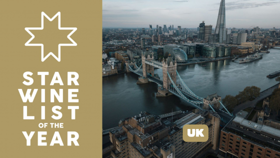 Star Wine List of the Year UK 2026 competition logo and cover image of Tower Bridge and the Shard, next to the River Thames, London.