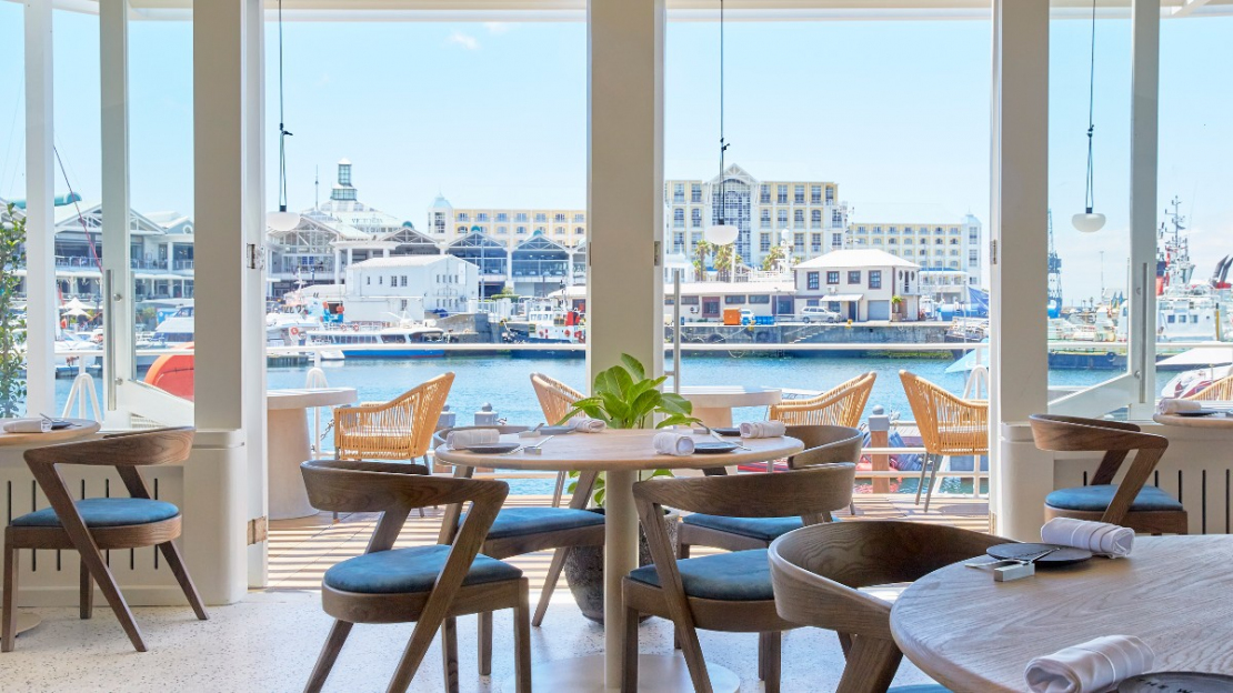 Views from the dining room at The Waterside restaurant in Cape Town, South Africa - a Star Wine List Red Star wine destination.