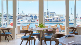 Views from the dining room at The Waterside restaurant in Cape Town, South Africa - a Star Wine List Red Star wine destination.