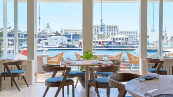 Views from the dining room at The Waterside restaurant in Cape Town, South Africa - a Star Wine List Red Star wine destination.