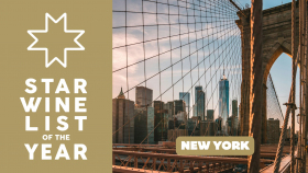 Star Wine List of the Year New York 2026 competition logo and cover image of the Brooklyn Bridge.