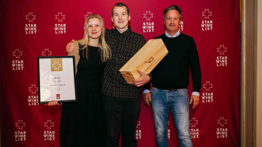 Christoffer Bergøy and Ines Enfors, of Bellies, with Gunnar Skoglund of Bona Fide Wines. Photo by Erik Krafft.