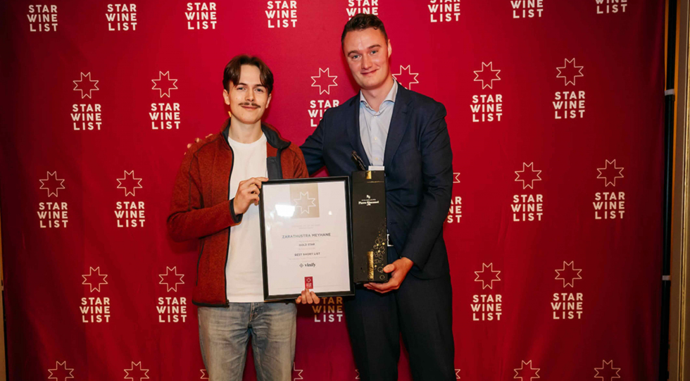 Zarathustra Meyhane’s Viktor Aarseth with Ole Berg, from Vinify. Photo by Erik Krafft.