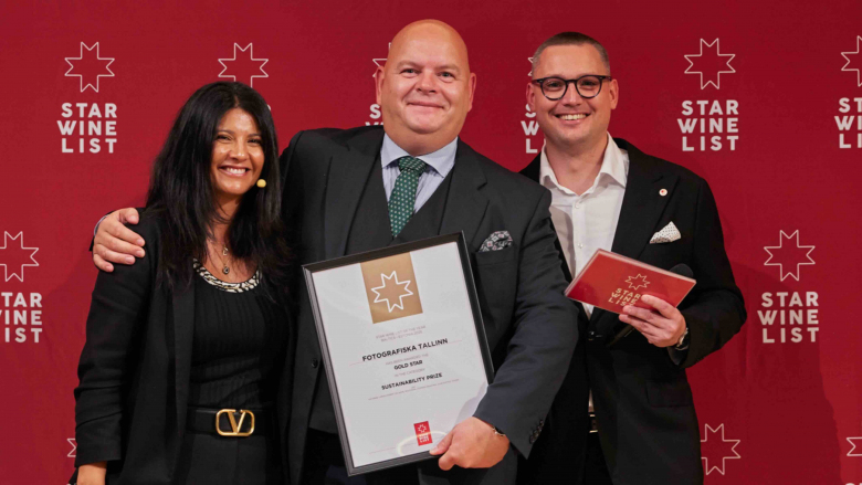 Liora Levi, Kristjan Markii and Kamil Wojtasiak at Star Wine List's Baltics awards event.