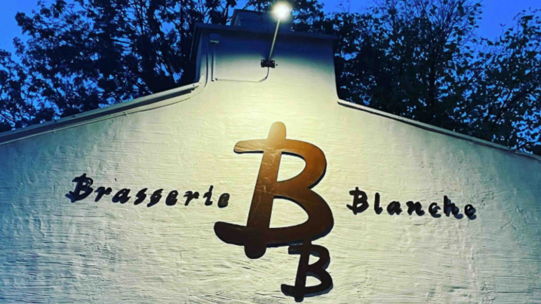 Exterior of Brasserie Blanche restaurant in Oslo, Norway.
