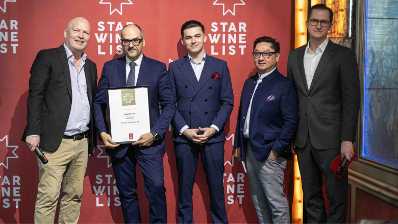 Krister Bengtsson, Star Wine List, with Row on 45’s Lorenzo Abussi and Andrei Oneci. Photo by Francois van Eck.