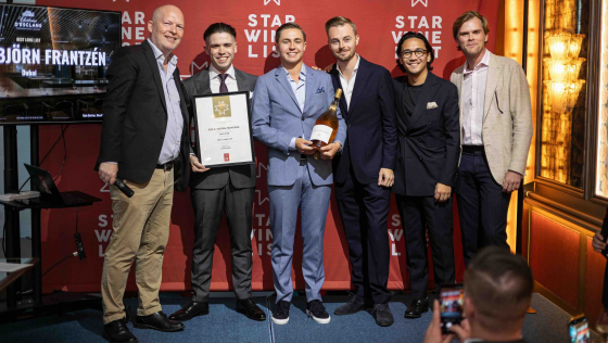 Star Wine List’s Krister Bengtsson with Kyle Barton, William Laturnus, Gilles Guisson and Christopher Sachse of FZN by Björn Frantzén, and Gustavo Klaebisch representing Château d’Esclans. Photo by Francois van Eck.
