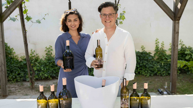 Nadine Djordjevic and Helmut Aichinger, representing Château Galoupet, at Star Wine List of the Year Austria 2025. Photo by Sebastian Philipp.