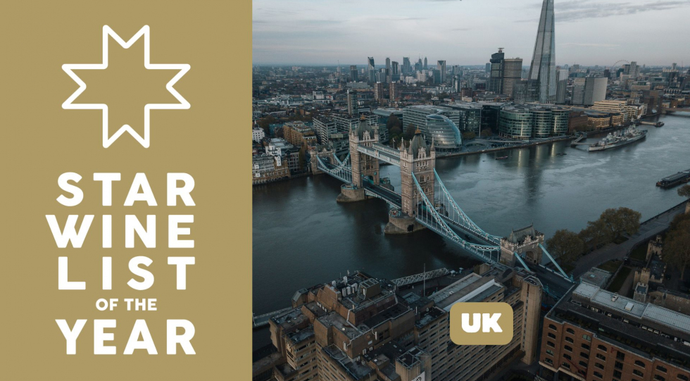 Star Wine List of the Year UK 2026 competition logo and cover image of Tower Bridge and the Shard, next to the River Thames, London.