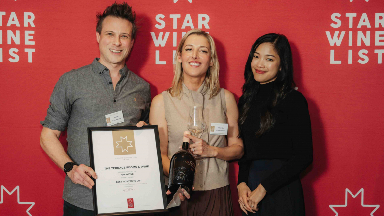 Tom and Ashley Fahey, of The Terrace Rooms & Wine, with Château Galoupet’s Lily Kittisrikangwan. Photo by HDG Photography.