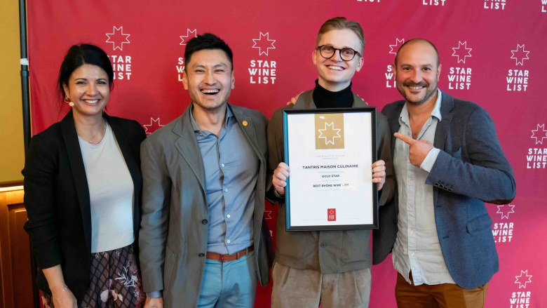 Liora Levi and Stephen Wong MW, with Noris Conrad and Mathieu Mermelstein of Tantris Maison Culinaire, Munich. Photo by Robert Herbst.