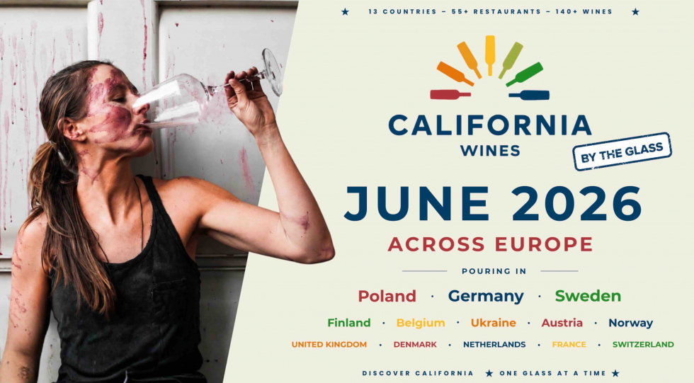 Woman drinking wine from California.