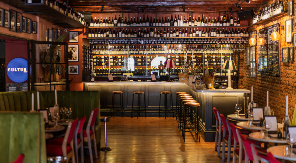 Interior of Culture Wine Bar, Cape Town, South Africa.