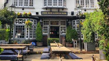 Exterior of the Red Lion and the Sun, London, UK.