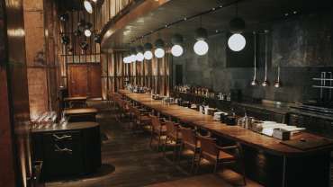 The bar counter at Burnt Ends Australian wine bar in Singapore.