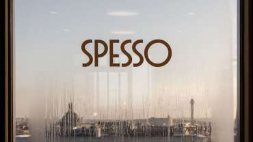 Exterior of Spesso restaurant in Stockholm, Sweden.