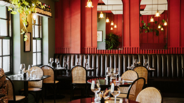 Interior of Grub and Vine bistro in Cape Town, South Africa, a Star Wine List Red Star venue.