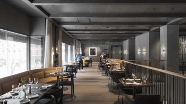 Interior of At Six Dining Room restaurant in Stockholm, Sweden.