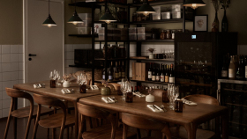 Interior of restaurant Nolla, Helsinki, Finland.