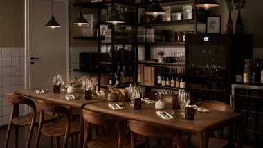 Interior of restaurant Nolla, Helsinki, Finland.