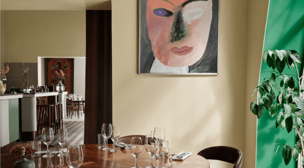 Interior of restaurant Nolla, Helsinki, Finland.