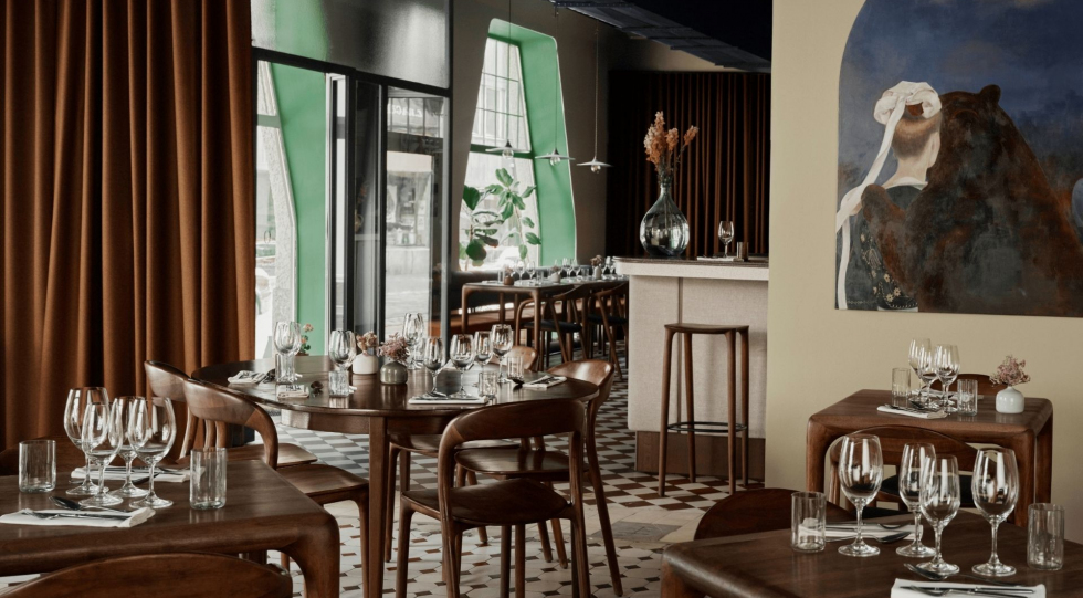 Interior of restaurant Nolla, Helsinki, Finland.