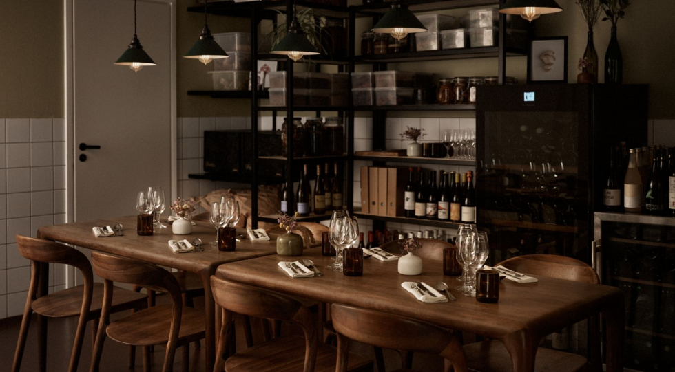 Interior of restaurant Nolla, Helsinki, Finland.