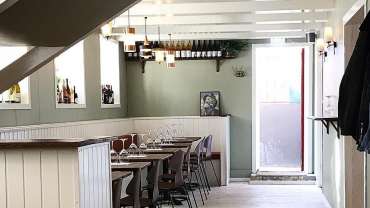 Interior of Vínstúkan Tíu Sopar wine bar in Reykjavik, Iceland.