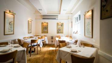 Interior of restaurant Hunan, London, UK.