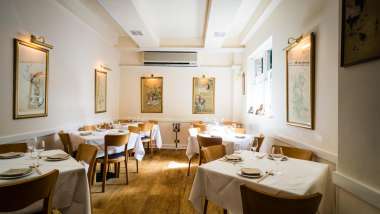 Interior of restaurant Hunan, London, UK.