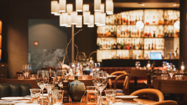 Interior of NOI by Nobis restaurant, Stockholm, Sweden.