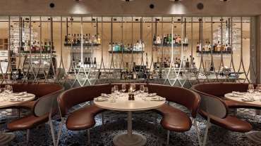 Dining room at Hillenberg restaurant in Stockholm, Sweden.
