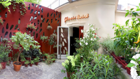 Exterior of Glacis Beisl restaurant, Vienna, Austria.