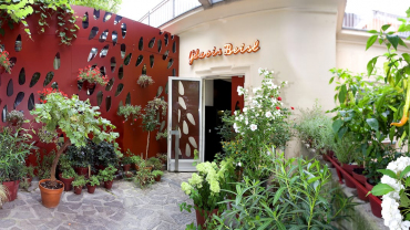 Exterior of Glacis Beisl restaurant, Vienna, Austria.