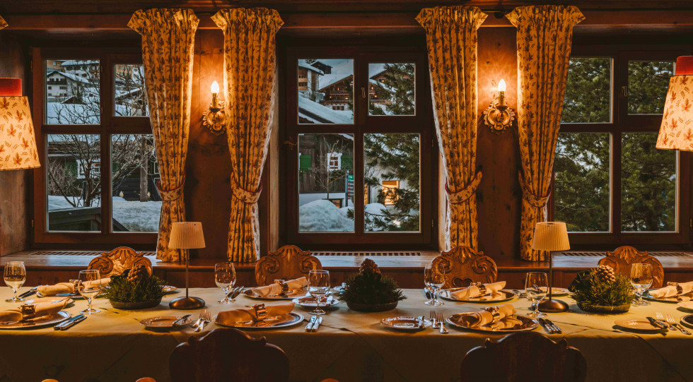 Interior of Hotel Post Lech hotel/restaurant, Lech, Austria.