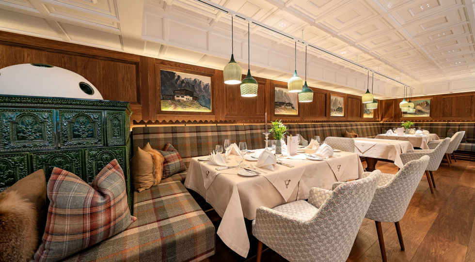 Interior of Hotel Post Lech hotel/restaurant, Lech, Austria.