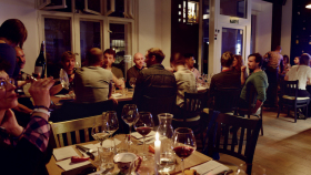 Interior of Noble Rot Weinbar, Berlin, Germany.