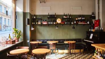 Interior of Tyge & Sessil wine bar in Stockholm, Sweden.