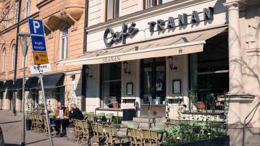 Outside terrace at Tranan restaurant in Stockholm, Sweden.