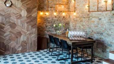 Interior of Etoile Michelin star restaurant in Stockholm, Sweden.