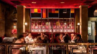 Guests in the dining room at Teatergrillen restaurant in Stockholm, Sweden.
