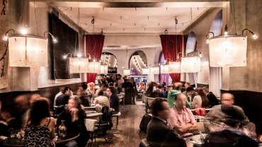 Guests dining at Riche restaurant in Stockholm, Sweden.