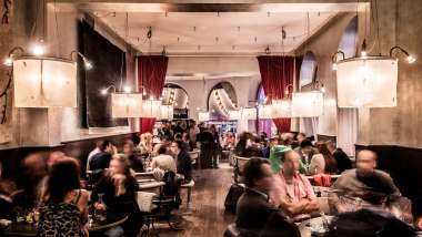 Guests dining at Riche restaurant in Stockholm, Sweden.