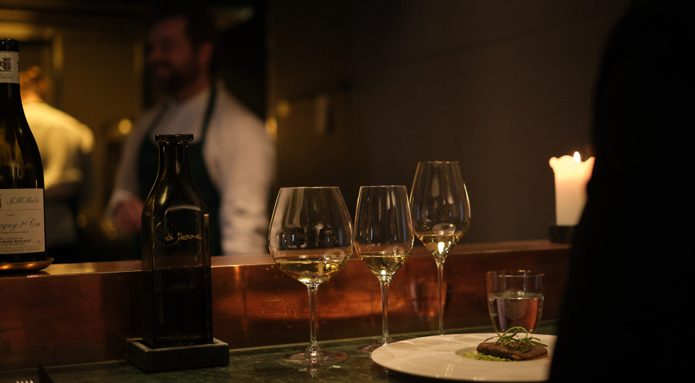 Table view at restaurant À Terre, Copenhagen, Denmark.