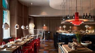 Interior of Mathias Dahlgren – Matbaren at Stockholm's Grant Hotel, Sweden.