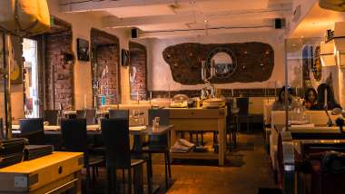 Interior of Mancini restaurant and wine bar, Stockholm, Sweden.