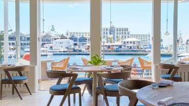 Views from the dining room at The Waterside restaurant in Cape Town, South Africa - a Star Wine List Red Star wine destination.