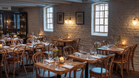 Interior of Brasserie Blanche restaurant, Oslo, Norway.