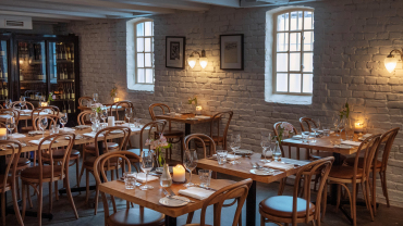 Interior of Brasserie Blanche restaurant, Oslo, Norway.