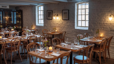 Interior of Brasserie Blanche restaurant, Oslo, Norway.